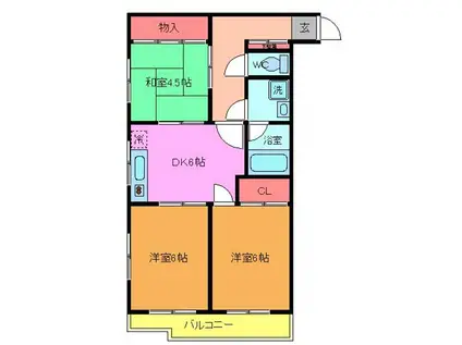 KN津田沼(3DK/3階)の間取り写真