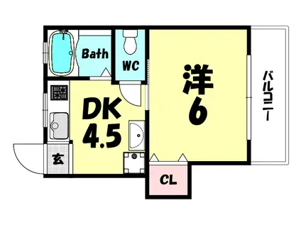 ビタミンテラス神仙寺(1K/2階)の間取り写真