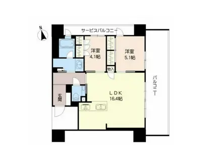 グランドメゾン大濠公園THE CLASS(2LDK/6階)の間取り写真