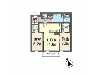 アイクレール(2LDK/1階)の間取り写真