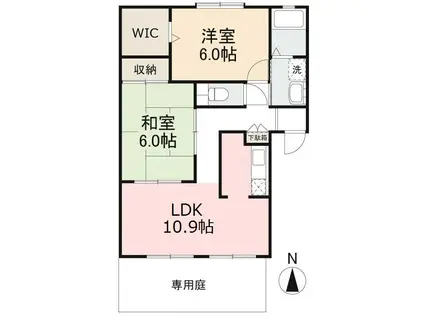 フォブール太田公園(2LDK/1階)の間取り写真