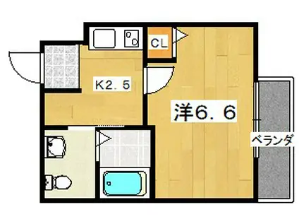 CASA伊加賀(1K/1階)の間取り写真