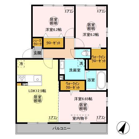 エスポワール(3LDK/3階)の間取り写真