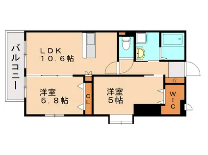 WIN黒崎(2LDK/7階)の間取り写真