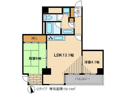 インシュランスビル14(2LDK/6階)の間取り写真