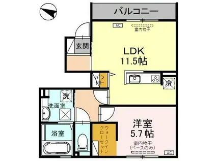 メーテル 102室(1LDK/1階)の間取り写真