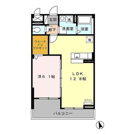 ファミール河内(1LDK/2階)の間取り写真