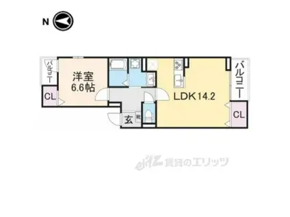 クローバーⅡ(1LDK/1階)の間取り写真