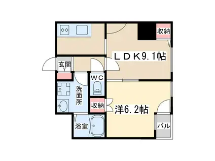シーサーテン(1LDK/7階)の間取り写真