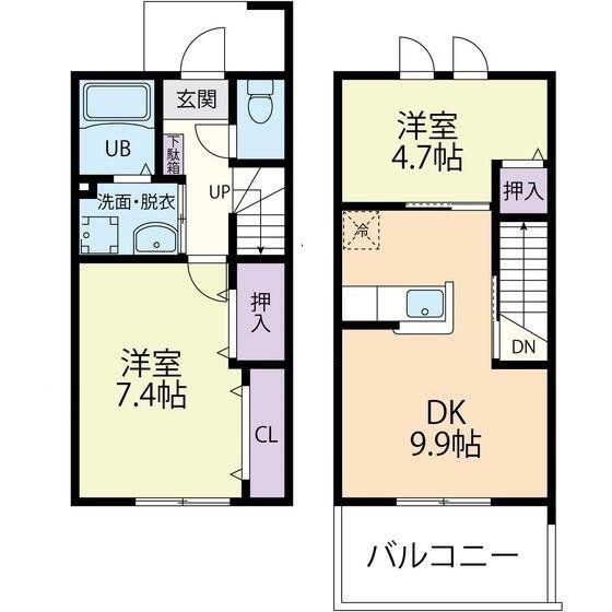 VILLA FOREST A(2DK/1階)の間取り写真