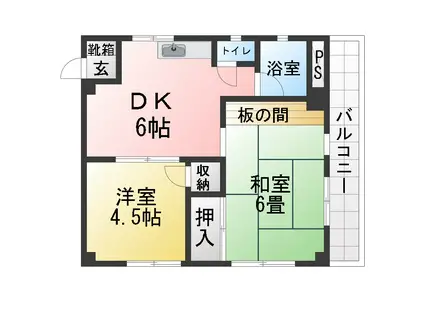 サンパレス植竹(2DK/5階)の間取り写真