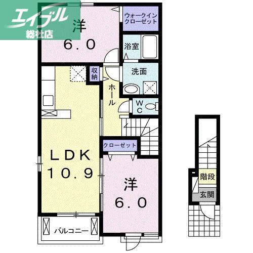マロンB(2LDK/2階)の間取り写真