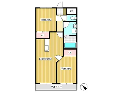 リッツ・プレメゾン(2LDK/2階)の間取り写真