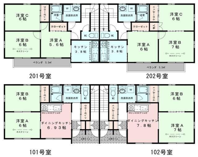 レジデンス大巌寺(2DK/1階)の間取り写真