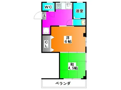 高砂マンション(2K/2階)の間取り写真