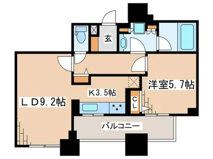 ザ・ハシモトタワー(1LDK/8階)の間取り写真