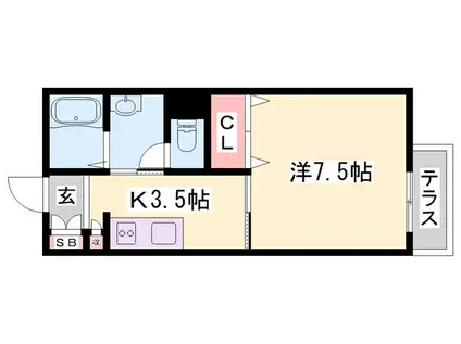 IN STAGE繁昌I C棟(1K/1階)の間取り写真