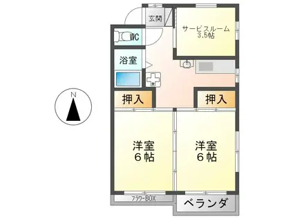 コーポ・カシワ(2SK/1階)の間取り写真