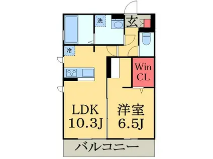 ソル ド レーブ アッシュ(1LDK/2階)の間取り写真