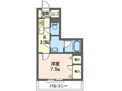 ラトゥール(1K/2階)の間取り写真