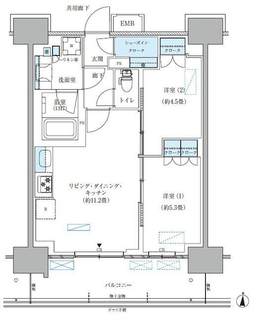 パークアクシス西大島コンフォートスクエア(2LDK/14階)の間取り写真