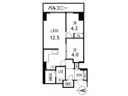 シティコート目黒IV(2LDK/2階)の間取り写真