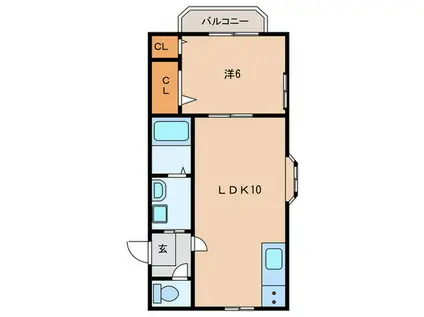 エメラ美苑2(1LDK/2階)の間取り写真