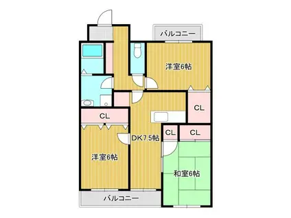橘アパート(3DK/1階)の間取り写真