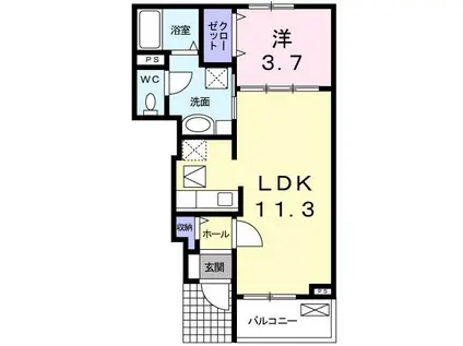 スターミント(1LDK/1階)の間取り写真