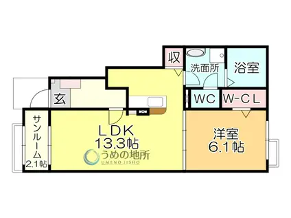 グランメゾン・ヤマグチ(1LDK/1階)の間取り写真