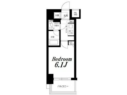 エクセリア芝大門(1K/4階)の間取り写真