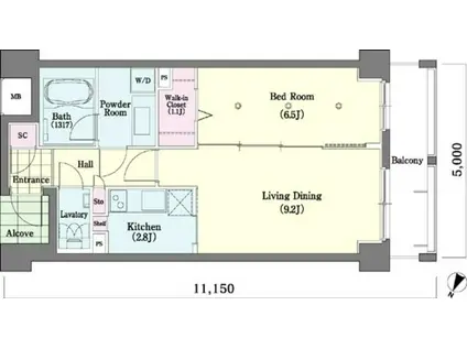 クラスけやき通(1LDK/4階)の間取り写真