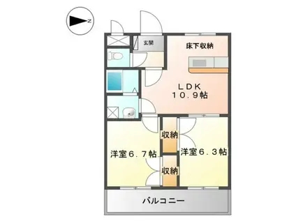 グー・ビラージュ(2LDK/2階)の間取り写真