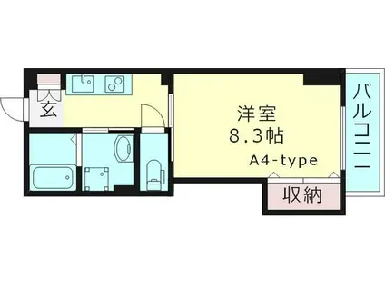 グランルージュ城東(1K/3階)の間取り写真