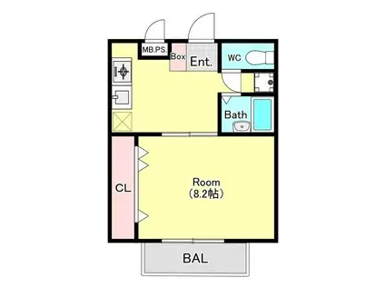 ソレイユ市川(1DK/2階)の間取り写真