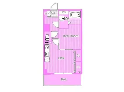 ランドノース新川崎(1LDK/6階)の間取り写真