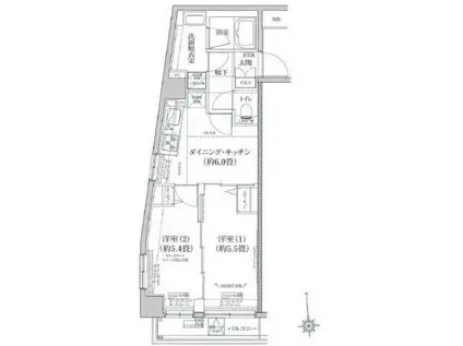 アイル押上ノース(2DK/4階)の間取り写真