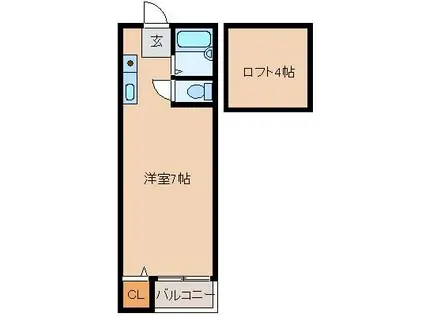 ワイズココ(ワンルーム/2階)の間取り写真