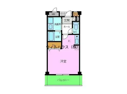 エレガント(ワンルーム/1階)の間取り写真