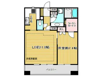 ライオンズタワー五反田(1LDK/18階)の間取り写真