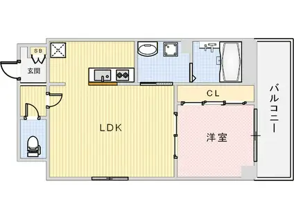 サンシエ神戸元町(1LDK/2階)の間取り写真