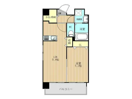 プリュネル繁多川(1LDK/2階)の間取り写真