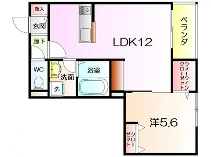 グランディール中百舌鳥(1LDK/2階)の間取り写真