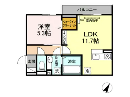 D-ROOM寺家駅前A・B A棟(1LDK/3階)の間取り写真
