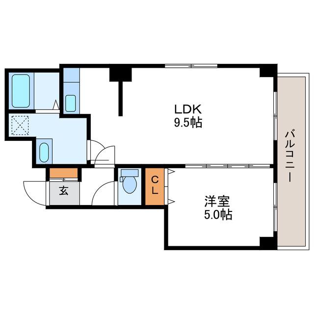 ローザス23(1LDK/6階)の間取り写真