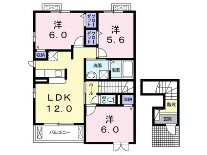 アルカンシエルIIコスモス(3LDK/2階)の間取り写真