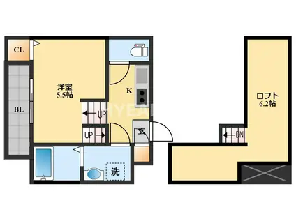 MODERN PALAZZO多良見IC(1SK/2階)の間取り写真