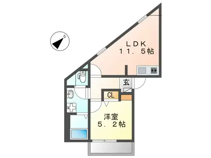 シダーピーク(1LDK/3階)の間取り写真