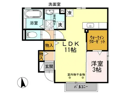 LAGRUSA棟(1LDK/1階)の間取り写真