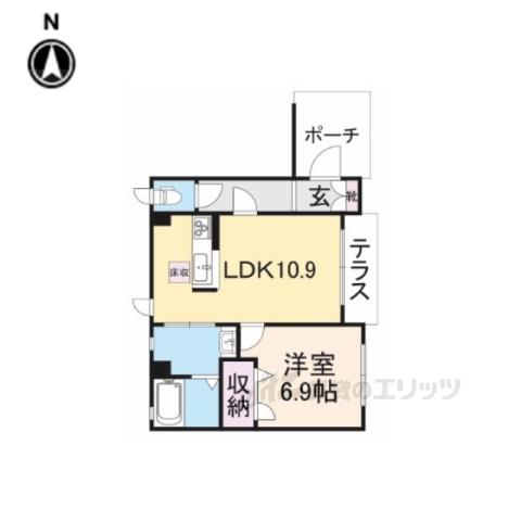 エレガンシア(1LDK/1階)の間取り写真